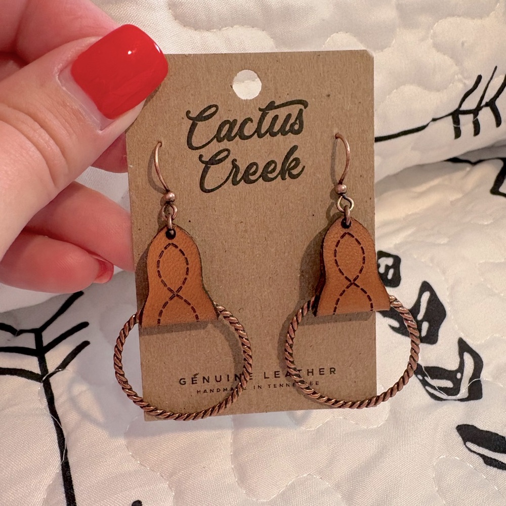 Western Leather Hoop Earrings